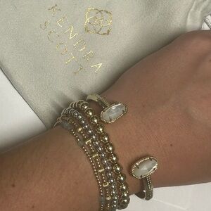 Kendra Scott Elton Gold Cuff Bracelet in Ivory Mother-of-Pearl